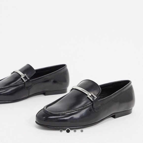 ASOS DESIGN Mariot leather chain loafers in black - Picture 1 of 5